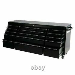 Crytec Black 15 Drawers 72 Inch Work Bench Tool Box Chest Cabinet Rolling Cab