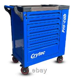 Crytec Tool Box With Tools 7 Drawers Roller Cabinet with 250 piece tool Kit Blue