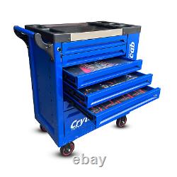 Crytec Tool Box With Tools 7 Drawers Roller Cabinet with 250 piece tool Kit Blue