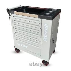 Crytec Tool Box With Tools 7 Drawers Roller Cabinet with 250 piece tool Kit Grey