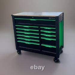 DSD Tools 12 Drawer Roller Tool Chest Cabinet Box Set Empty Storage Green/Black