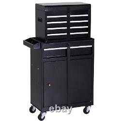 DURHAND 2 in 1 Metal Tool Cabinet Storage Box Cabinet 5 Drawers Pegboard Chest