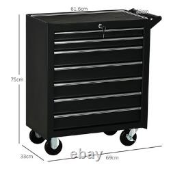 DURHAND 7-Drawer Rolling Tool Chest on Wheels, Lockable Tool Cabinet with Side