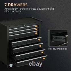DURHAND 7-Drawer Rolling Tool Chest on Wheels, Lockable Tool Cabinet with Side