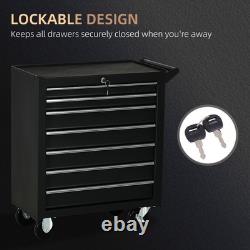 DURHAND 7-Drawer Rolling Tool Chest on Wheels, Lockable Tool Cabinet with Side