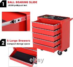 DURHAND Professional 5 Drawer Roller Tool Cabinet Storage Box Workshop Chest Gar