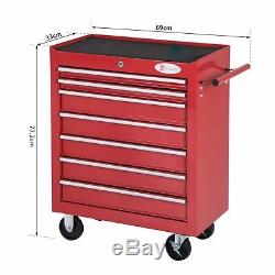 DURHAND Roller Tool Cabinet Storage Chest Box 7 Drawers Garage Workshop Red