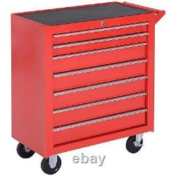 DURHAND Roller Tool Cabinet Storage Chest Box Garage Workshop 7 Drawers Red