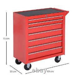 DURHAND Roller Tool Cabinet Storage Chest Box Garage Workshop 7 Drawers Red