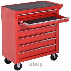 DURHAND Roller Tool Cabinet Storage Chest Box Garage Workshop 7 Drawers Red