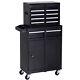 Durhand Steel 4-drawer Duo-door Rolling Tool Cabinet Tool Chest On Wheels Black