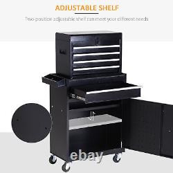 DURHAND Steel 4-Drawer Duo-Door Rolling Tool Cabinet Tool Chest On Wheels Black