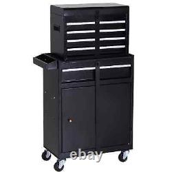 DURHAND Tool Chest 2 in 1 Metal Tool Cabinet Storage Box with 5 Drawers Pegboard