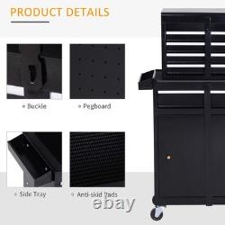 DURHAND Tool Chest 2 in 1 Metal Tool Cabinet Storage Box with 5 Drawers Pegboard