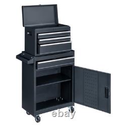 Detachable Rolling Tool Storage Cart Lockable Drawer Double Shelf Bottom Cabinet