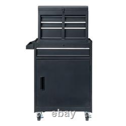 Detachable Rolling Tool Storage Cart Lockable Drawer Double Shelf Bottom Cabinet