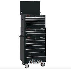 Draper 26 650mm Large 3 Box 15 Drawer Black Tool Chest Cabinet Heavy Casters
