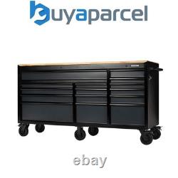 Draper 27242 BUNKER 15 Drawer Workbench Roller Tool Cabinet, 72, Grey