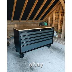 Draper 28343 BUNKER 5 Drawer Workbench Roller Tool Cabinet, 61, Grey