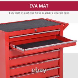 Durhand 7-Drawer Roller Tool Storage Cabinet on Wheels Red