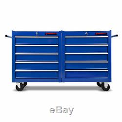 EBERTH Tool cabinet cart wheel trolley tray ball bearing slides 10 drawer blue