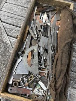Engineers Oak Tool Cabinet 4 Drawers Incl Vintage Tools, Box Of Tricks, Papers