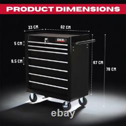 Excel 25 7 Drawer Tool Chest Storage Cabinet with Wheels Black