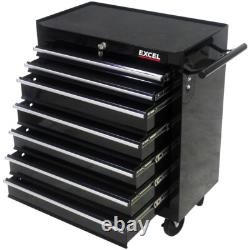 Excel 25 7 Drawer Tool Chest Storage Cabinet with Wheels Black