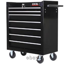 Excel 25 7 Drawer Tool Chest Storage Cabinet with Wheels Black