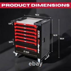 Excel 30 7 Drawers Tool Chest Storage Roller Cabinet Black and Red