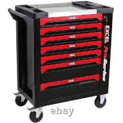 Excel 30 7 Drawers Tool Chest Storage Roller Cabinet Black and Red