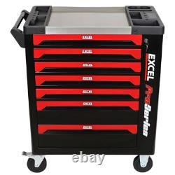 Excel 30 7 Drawers Tool Chest Storage Roller Cabinet Black and Red