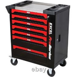 Excel 30 7 Drawers Tool Chest Storage Roller Cabinet Black and Red