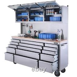 Excel 72Tool Chest Cabinet Workbench 15 Drawer, 3 Upper Cabinet, 1 Tall Cabinet