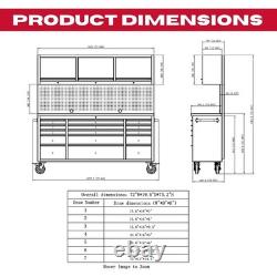 Excel 72Tool Chest Cabinet Workbench 15 Drawer, 3 Upper Cabinet, 1 Tall Cabinet