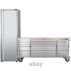 Excel 72 15 Drawer Stainless Steel Workbench Roller Tool Chest & Tall Cabinet