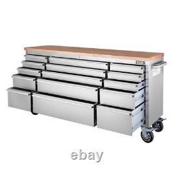 Excel 72 15 Drawer Stainless Steel Workbench Roller Tool Chest & Tall Cabinet