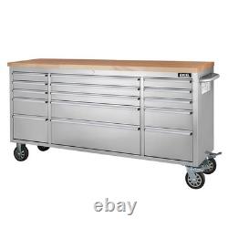 Excel 72 15 Drawer Stainless Steel Workbench Roller Tool Chest & Tall Cabinet