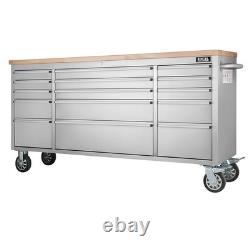 Excel 72 15 Drawer Stainless Steel Workbench Roller Tool Chest & Tall Cabinet