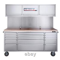 Excel Tool Box Chest Cabinet Steel Work Bench 72 15 Drawer with Upper Cabinets