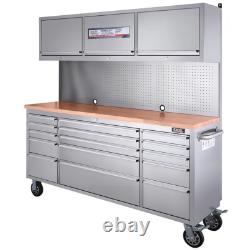 Excel Tool Box Chest Cabinet Steel Work Bench 72 15 Drawer with Upper Cabinets