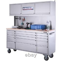 Excel Tool Box Chest Cabinet Steel Work Bench 72 15 Drawer with Upper Cabinets