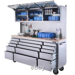 Excel Tool Box Chest Cabinet Steel Work Bench 72 15 Drawer with Upper Cabinets
