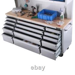 Excel Tool Box Chest Cabinet Steel Work Bench 72 15 Drawer with Upper Cabinets
