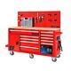 Frontier Tool Chest Cabinet 62 In. 10-drawer Mobile Workbench Pegboard Back Red