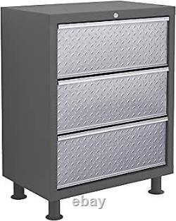 Garage Bold Diamond Plate Tool Cabinet, 3Drawer Cabinet, Ample storage Grey