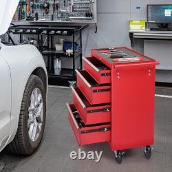 Garage Workshop Tool Box Chest Roller Cabinet Storage 4Drawers Tool Trolley Cart