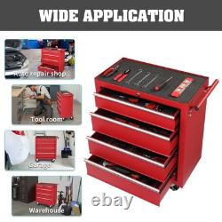 Garage Workshop Tool Box Chest Roller Cabinet Storage 4Drawers Tool Trolley Cart