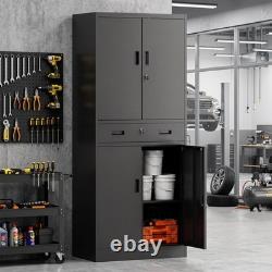 HOMCOM 180cm Tall Tool Cabinet, Lockable Metal Storage Cabinet with Drawer