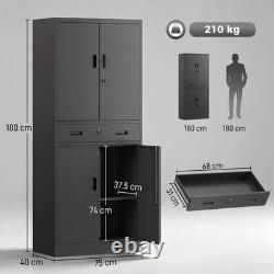 HOMCOM 180cm Tall Tool Cabinet, Lockable Metal Storage Cabinet with Drawer